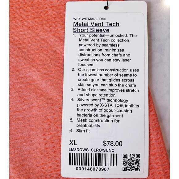 NWT LULULEMON Metal Vent Tech Short Sleeve T-Shirt Orange Men's Size XL - Picture 2 of 8